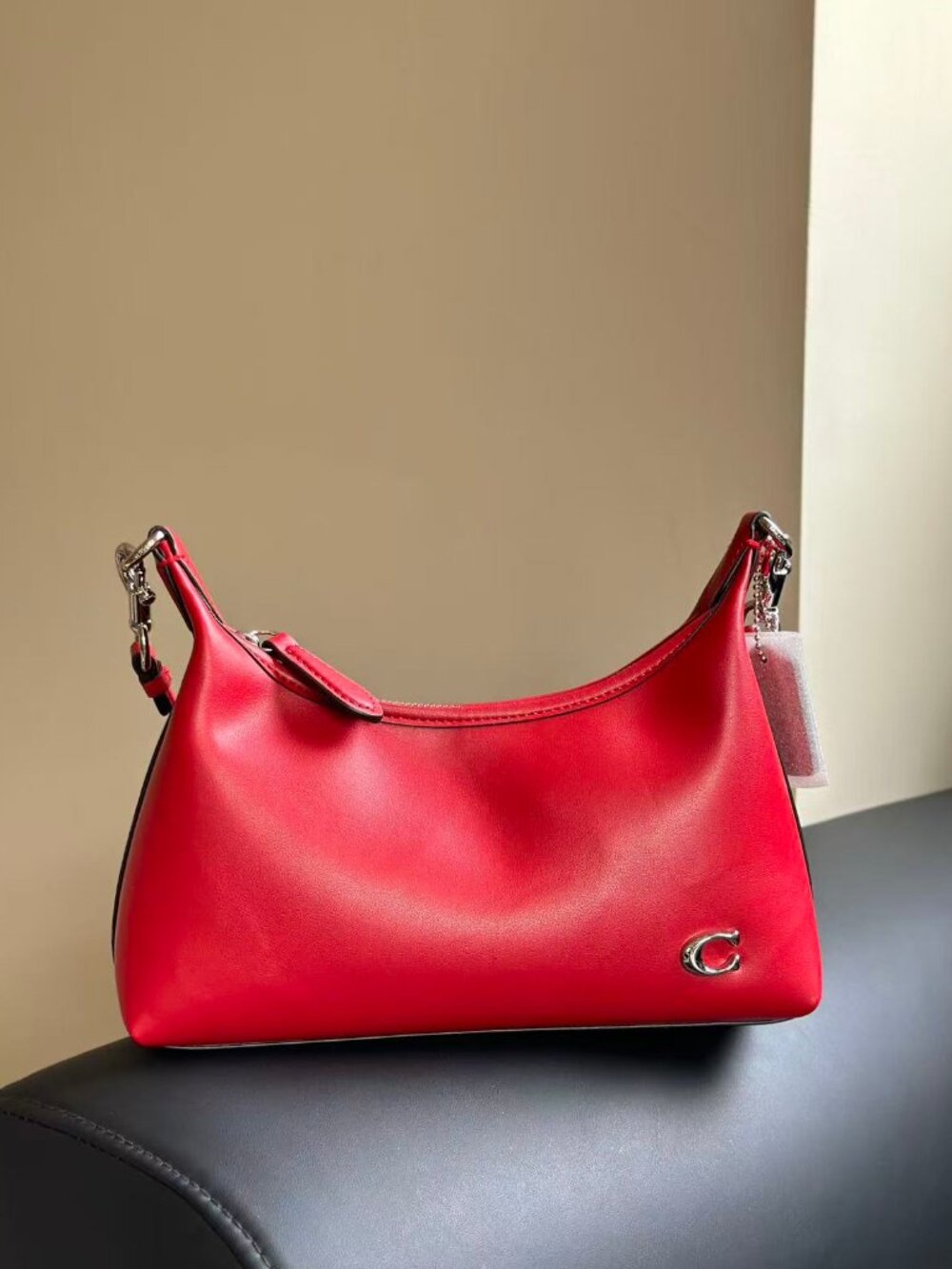 NWT Coach Juliet Shoulder Bag 25 CW640 Bright Red Leather Hobo Detachable Chain